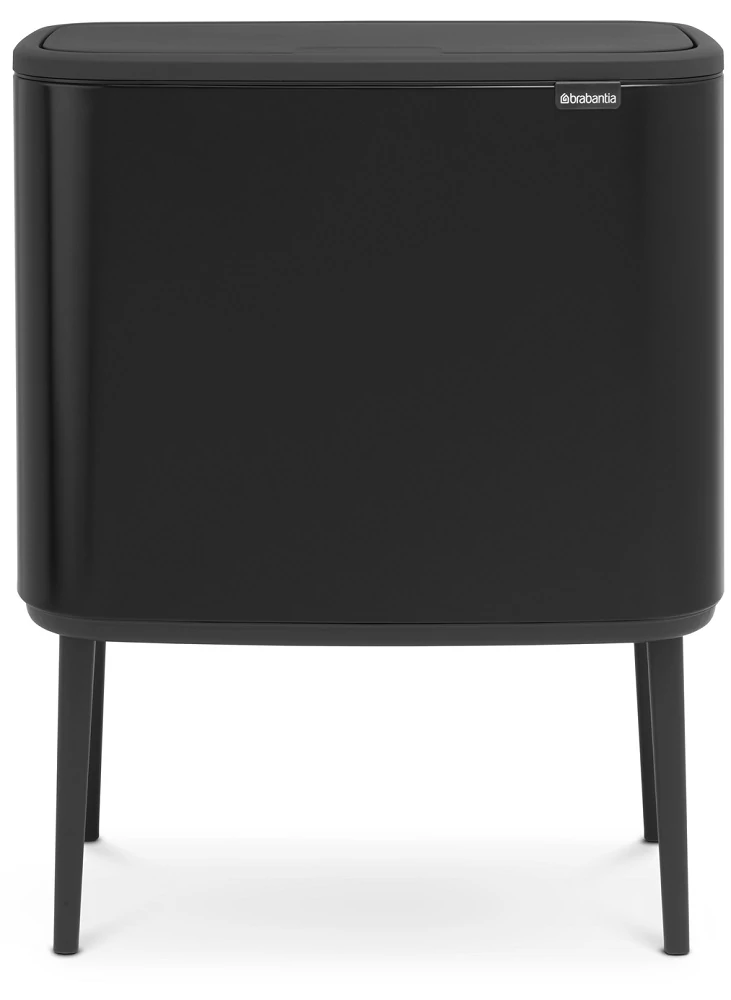 Brabantia Bo Touch Bin nyomófedeles szelektív hulladékgyűjtő, magasított, lábakon álló, műanyag tartály, 11+23L - X+J méret, acél, matt fekete - 316203