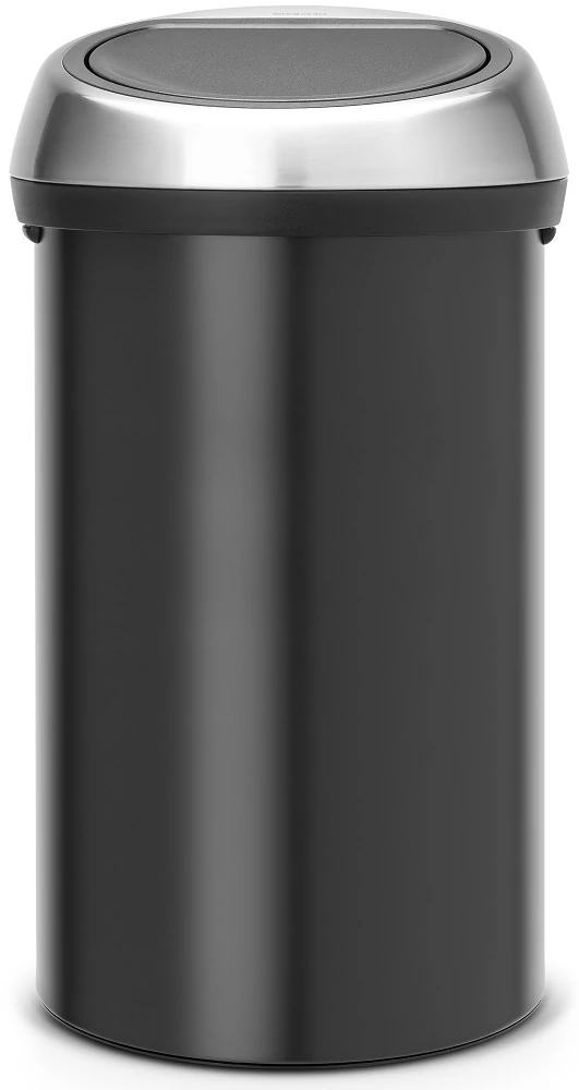 Brabantia Touch Bin nyomófedeles hulladékgyűjtő XXL, 60L - H méret, matt fekete acél test, selyem ujjlenyomatmentes fedő - 402548
