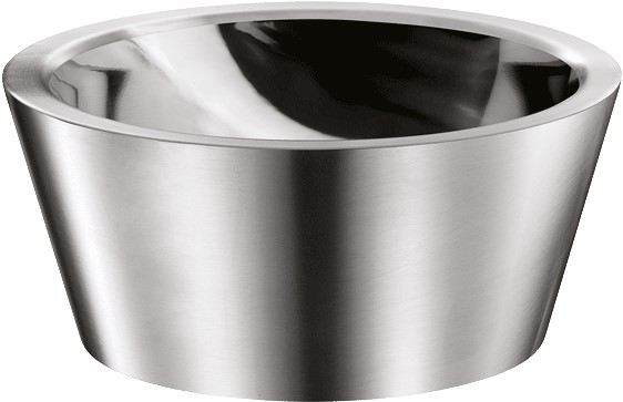 DELABIE ALGUI pultra ültetett r.m. acél kézmosó kagyló, dual finish - polírozott medence, selyem test, kerek forma, D=375mm, H=165mm