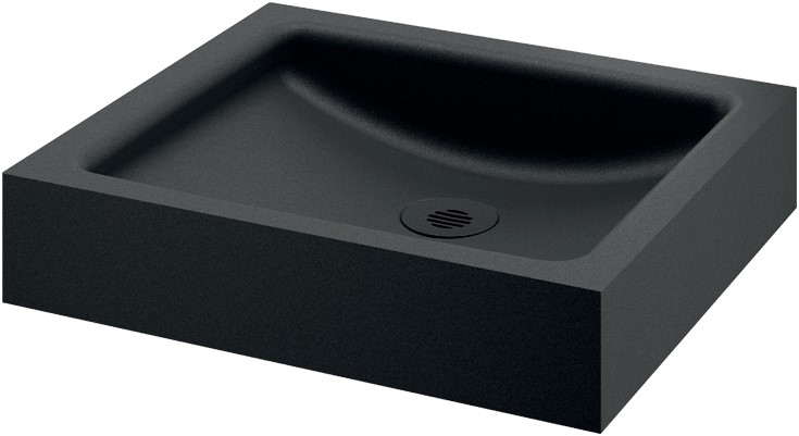 DELABIE UNITO pultra ültetett kézmosókagyló csapfurat nélkül, 395x350mm, 1,2mm, r.m. acél, matt fekete Teflon bevonat