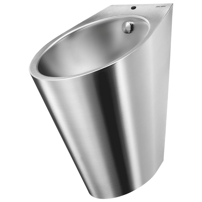 DELABIE FINO rozsdamentes acél piszoár, lekerekített, felső bekötés, selyem, 1,2mm