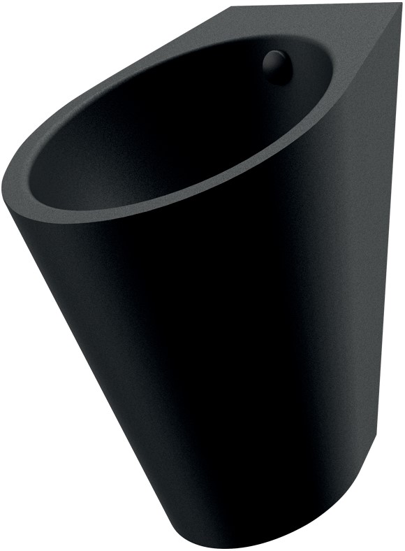 DELABIE FINO rozsdamentes acél piszoár, lekerekített, hátsó bekötés, matt fekete Teflon bevonat, 1,2mm