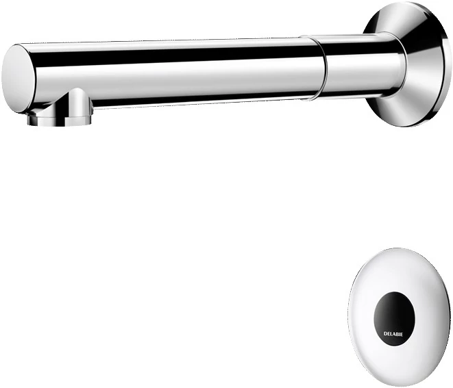 DELABIE TEMPOMATIC fali infracsap kevert vízre bemosakodókhoz 1-28mm panelokra BIOCLIP kifolyóval, 190mm, hálózati