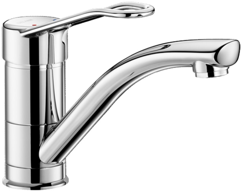 DELABIE álló karos csap 170mm lengő kifolyóval, lyukas keverőkarral, H=100mm, 5L/p