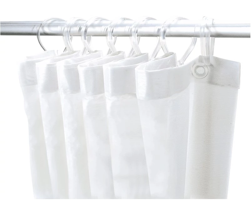 DELABIE PVC zuhanyfüggöny 6db műanyag zuhanykarikával, fehér, 900x1800mm