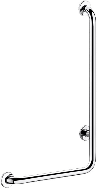 DELABIE fordított L-alakú kapaszkodó ArN biztonsági hegesztésű UltraPolish fényes r.m. acél cső D=32mm, 750x450mm