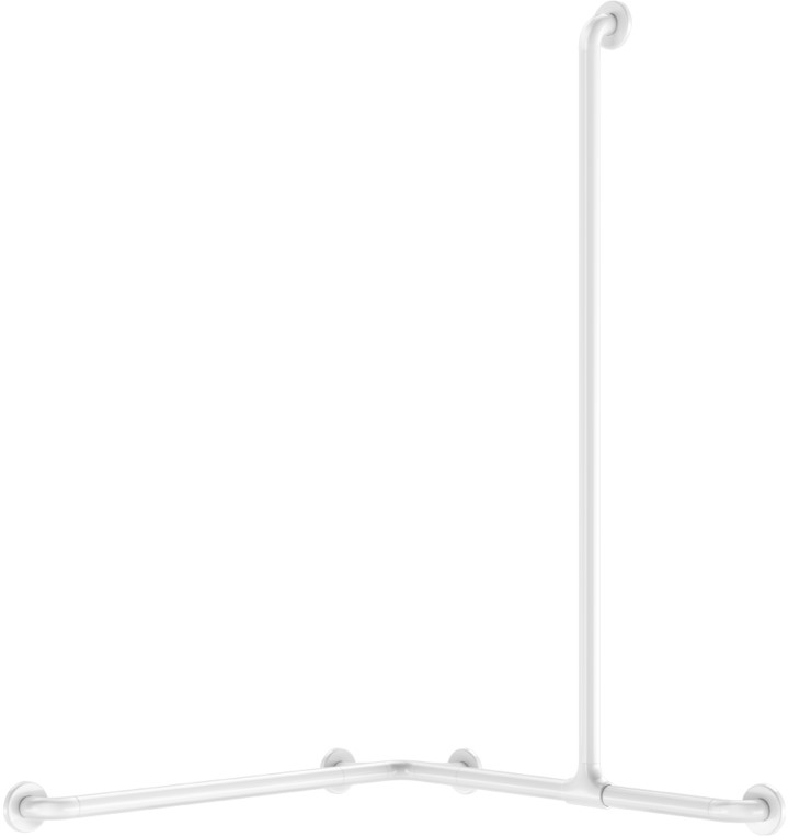 DELABIE sarokkapaszkodó zuhanyzóba csúsztatható függőleges szárral, NylonClean fehér bevonatú acélcső, D=32mm, 1150x750x750mm