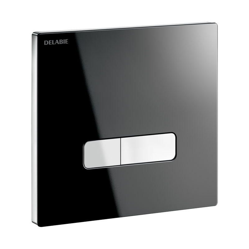 DELABIE TEMPOFLUX 3 blokkolásgátlós WC öblítőszelep előlap 3/6L dual öblítéssel, fekete üveg, kit 2/2