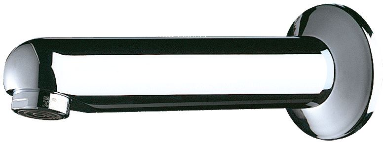 DELABIE kézmosó kifolyó, szervizfolyosós, fal mögötti szereléshez, 120 mm-es kifolyással, fali koronggal