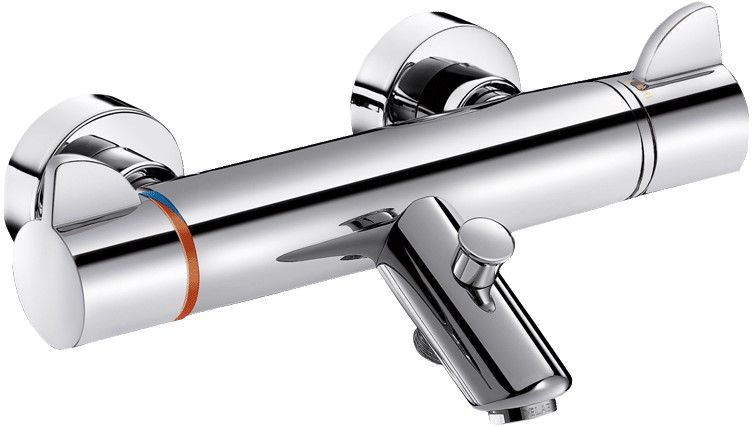 DELABIE SECURITHERM Securitouch falon kívüli kádtöltős zuhanycsap forrázásgátlóval, W=130-170mm vízbekötés, 10L/p