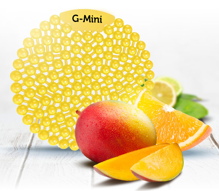G-Mini Citrus - citrus-mangó piszoár illatosító betét, kompakt méret, 45 napos fokozott illatanyag-tartalom