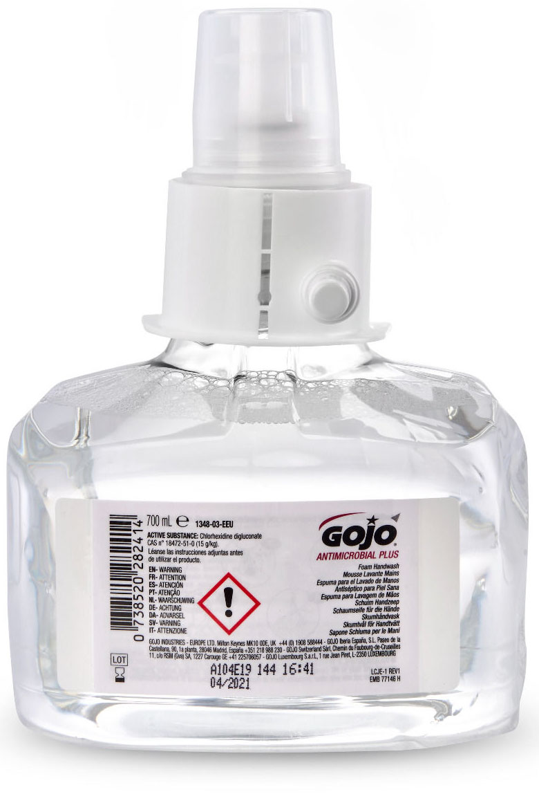 GOJO Antimikrobiális Plus fertőtlenítő kézmosó habszappan patron, LTX, 700 ml