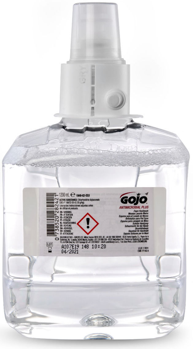 GOJO Antimikrobiális Plus fertőtlenítő kézmosó habszappan patron, LTX, 1200 ml