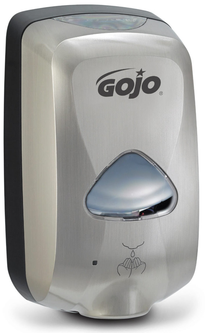 GOJO automata kézmosó habszappan adagoló, TFX rendszer, 1200 ml, érintésmentes szenzoros működtetéssel, elemes, ezüst színű