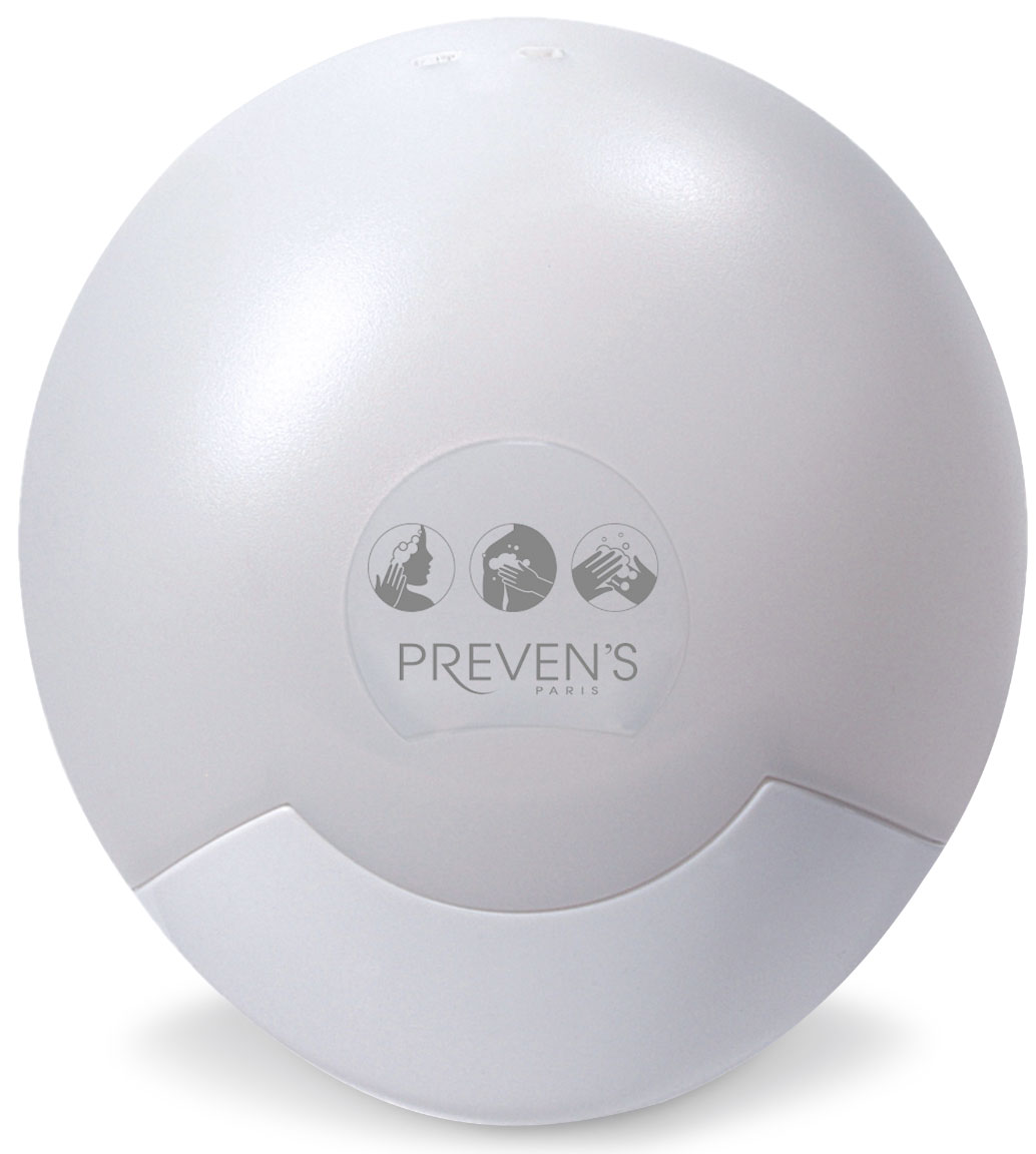 PREVEN'S PARIS Natural  tusfürdő, sampon és szappanadagoló, kerek formájú, 350 ml, törtfehér