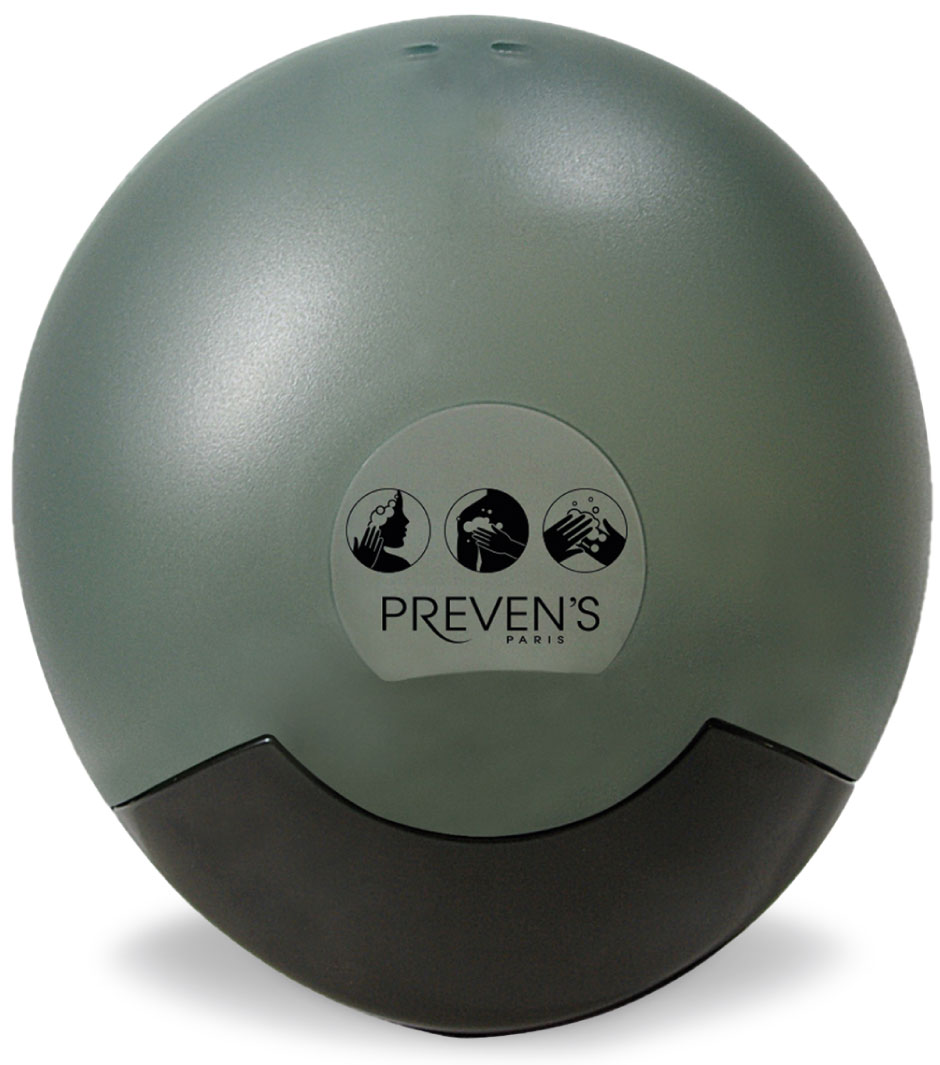 PREVEN'S PARIS Natural  tusfürdő, sampon és szappanadagoló, kerek formájú, 350 ml, fekete