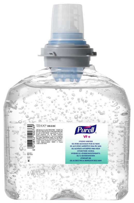 PURELL VF+ erős széles hatásspektrumú, erős virucid hatású kézfertőtlenítő gél utántöltő patron, TFX rendszer, 1200 ml