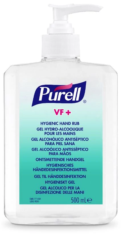 PURELL VF+ erős széles hatásspektrumú, erős virucid hatású kézfertőtlenítő gél asztali pumpás flakon, 500 ml