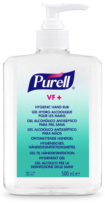 PURELL VF+ erős széles hatásspektrumú, erős virucid hatású kézfertőtlenítő gél asztali pumpás flakon, 500 ml