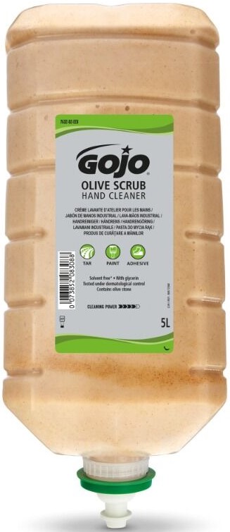 GOJO Olive Scrub ipari kézmosó utántöltő patron erősen szennyezett kezekre, 5000 ml, PRO TDX, kéztisztító hatás 4/5
