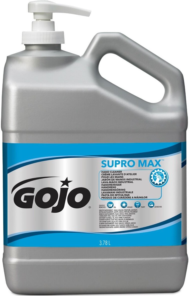 GOJO Supro Max habköves ipari kéztisztító rendkívül szennyezett kezekre, 3780ml pumpás kanna, kéztisztító hatás 5/5