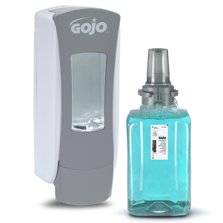 GOJO ADX-12 Starter kezdőcsomag D1 - 1db fehér/szürke ADX-12 nyomógombos adagoló + 1db Freshberry habszappan patron 1250ml