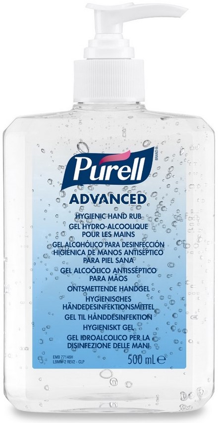 PURELL Advanced kézfertőtlenítő gél, széles hatásspektrum - virucid, fungicid, baktericid, mikobaktericid, OTH engedély, pumpás, 500 ml