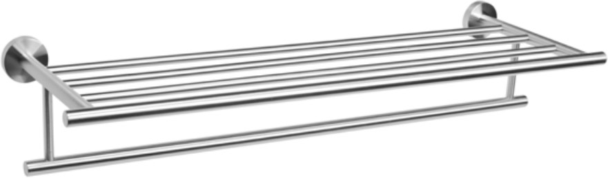 4 rácsos törölközőtartó alsó akasztóval, 650 mm széles, 211 mm mély, rozsdamentes acél selyem, Classic