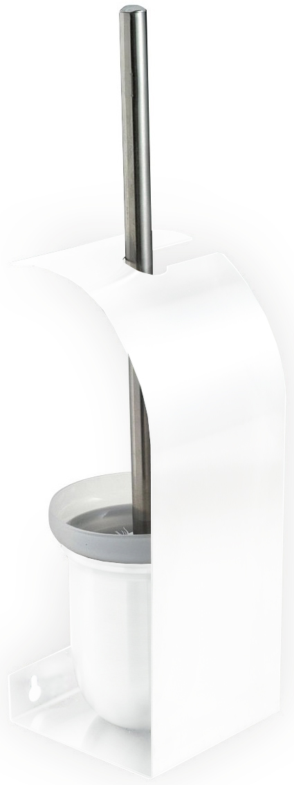 Falra szerelhető WC-kefe tartó, r.m. acél, fehér, INOX