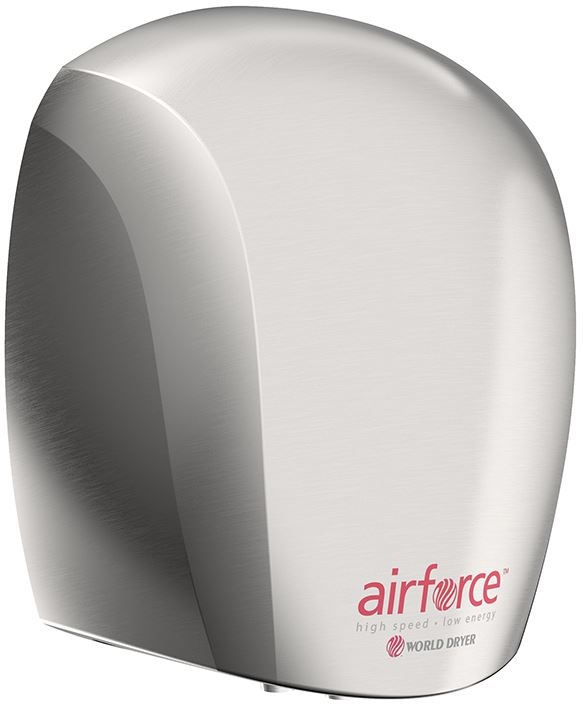 J48-971 WORLD DRYER AIRFORCE antibakteriális kézszárító, alumínium, selyem, 1100 W, 12 mp, 83 dB