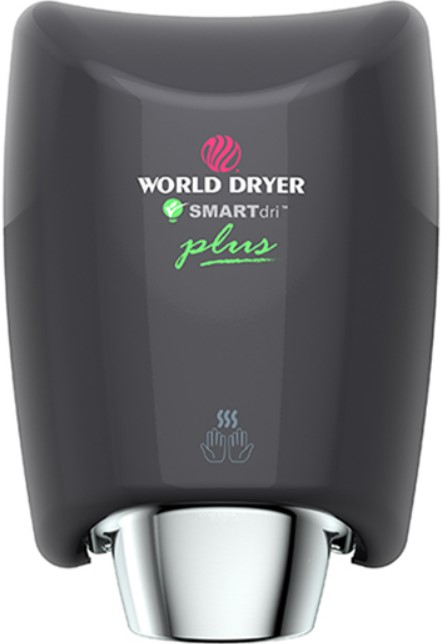 WORLD DRYER SMARTdri Plus okos kézszárító, állítható sebesség és fűtőszál, 400-1200W, 10mp, fekete, K48-162P