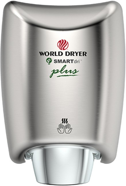 WORLD DRYER SMARTdri Plus okos kézszárító, állítható sebesség és fűtőszál, 400-1200W, 10mp, r.m. acél selyem, K48-973P2
