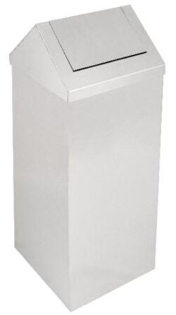 Billenőfedeles hulladékgyűjtő, 60 liter, álló, 720 mm magas, rozsdamentes acél, matt