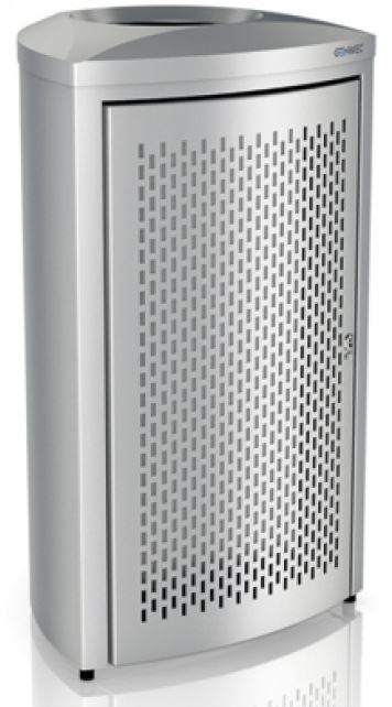Vandálbiztos extra nagy méretű 130L álló hulladékgyűjtő, H=860mm, zárható, AISI430 r.m. acél, ujjlenyomatmentes