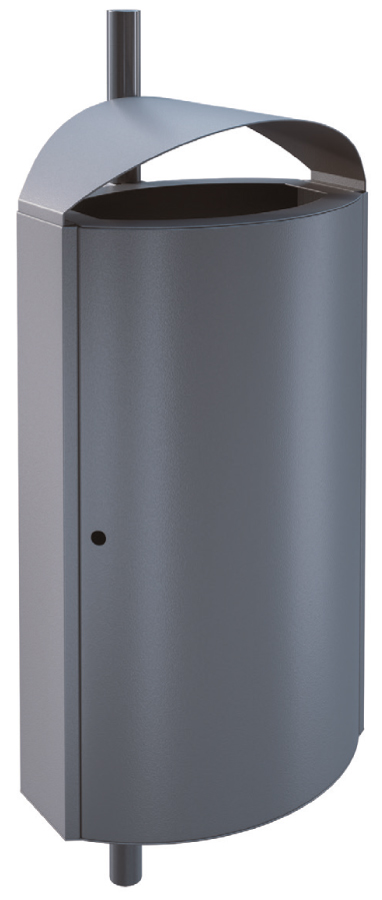 CAPITAL 85111 vandálbiztos kültéri függő/fali szemetes 60L fém rekesz, fedeles, csőre rögzíthető, 1,5-2mm acél, DB 702 sötétszürke