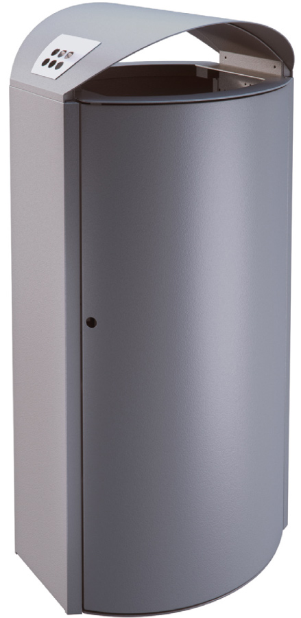 KENDO 65511-8 extra vandálbiztos kültéri álló kuka 85L fém rekesz, 5L hamuzó, fedeles, 2-4mm acél, graffitiálló felület, sötétszürke