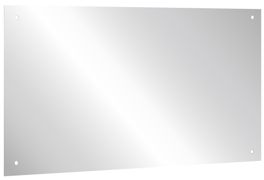 Vandálbiztos, rozsdamentes acél tükörlap, 300x200mm, furatolt