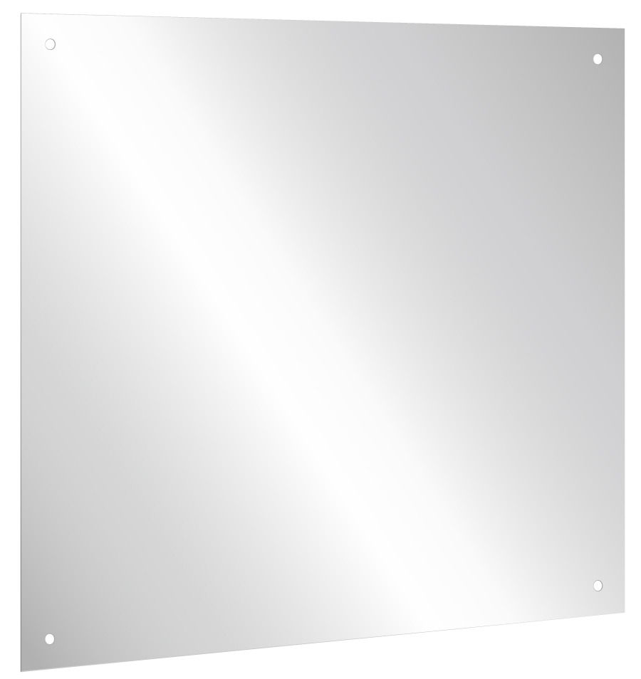 Vandálbiztos, rozsdamentes acél tükörlap, 350x350mm, furatolt