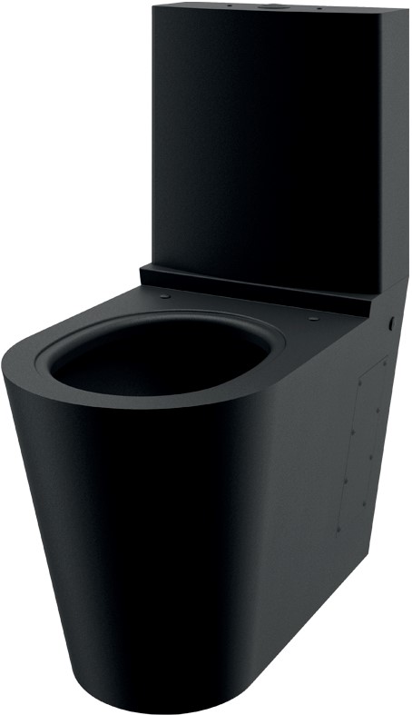 DELABIE vandálbiztos monoblokkos WC öblítőtartállyal, álló, 1,5mm r.m. acél, matt fekete Teflon bevonat, DEL110390BK