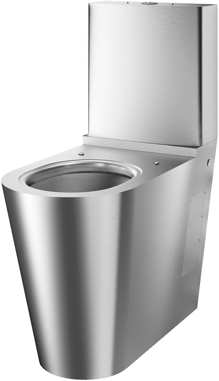 DELABIE vandálbiztos mozgássérült monoblokkos WC öblítőtartállyal, 700mm, álló, 1,5mm r.m. acél, selyem, DEL110790