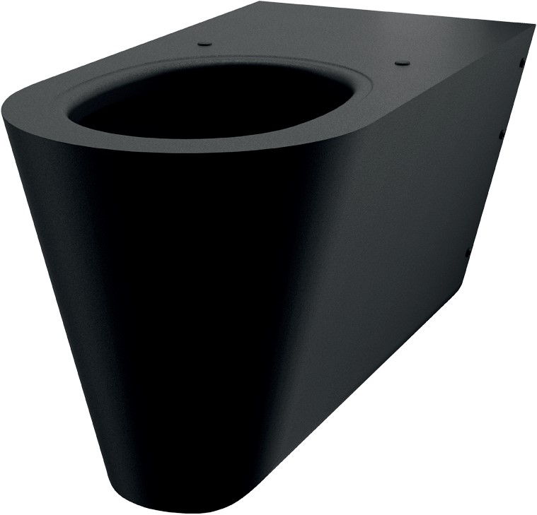 DELABIE vandálbiztos, rozsdamentes acél akadálymentes fali WC-csésze, 700mm kinyúlás, matt fekete Teflon bevonat, DEL110710BK