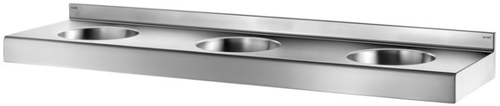 DELABIE TRIPLO RP vandálbiztos sormosdó 1800 mm, három személyes, hátfallal, 35 mm-es középső csapfurattal, szifontakaró nélkül, r.m. acél, 1,5 mm falvastagság