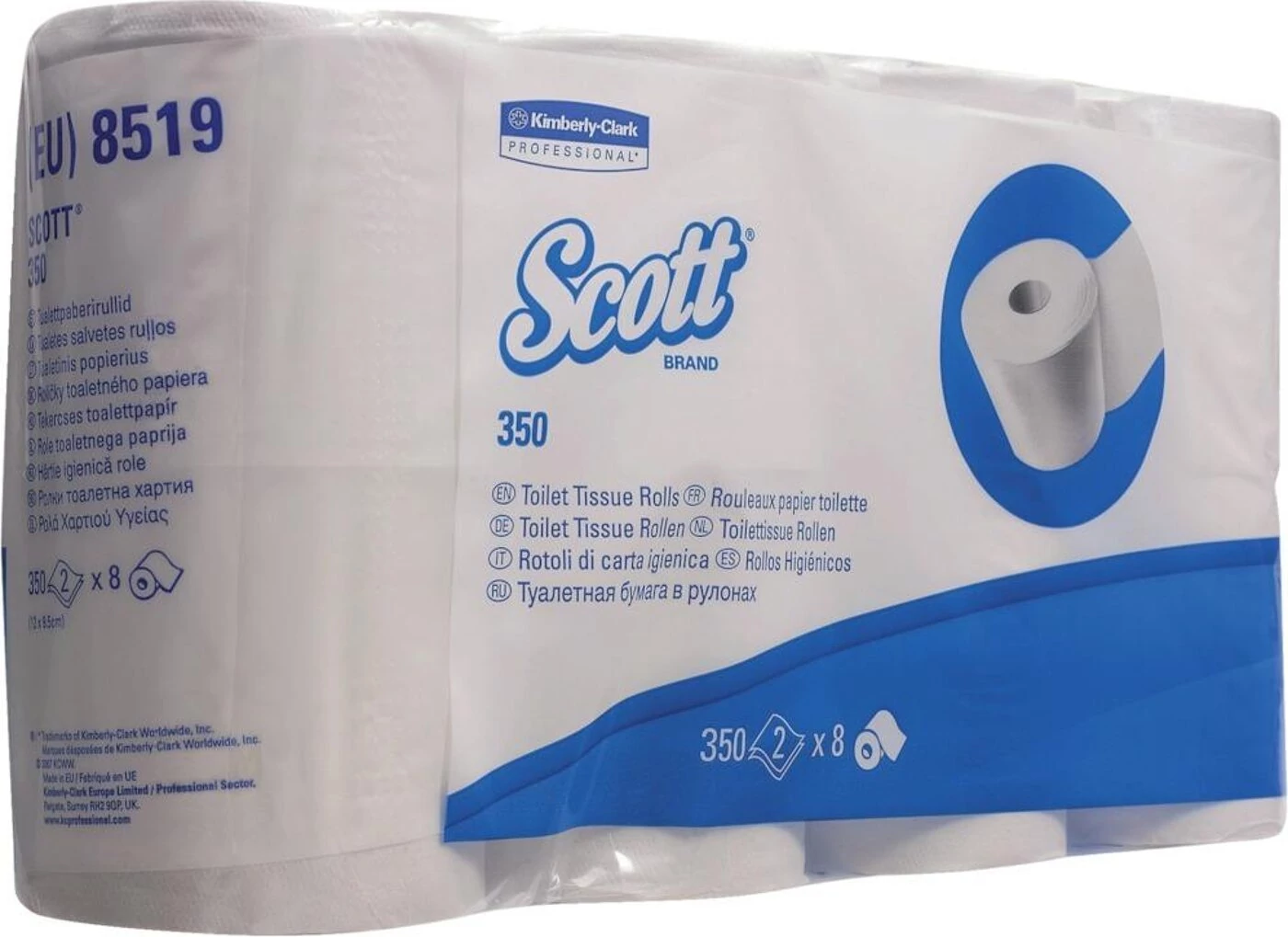 Kimberly-Clark Scott kistekercses WC papír, fehér, 2 réteg, 350 lap, 8 tekercs/csomag, 8 csomag/zsugor