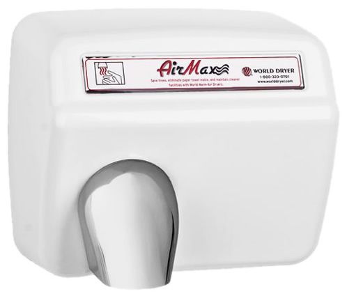 DXM548-974 WORLD DRYER Airmax automata, időzített kézszárító, acél, fehér, 2300 W, 12-15 mp, 73,8 dB