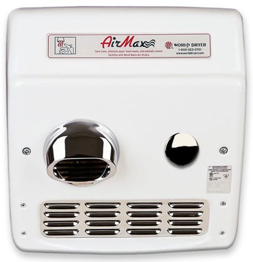 RA57-Q974 WORLD DRYER beépített, nyomógombos kézszárító, 2300 W, öntött vas, fehér