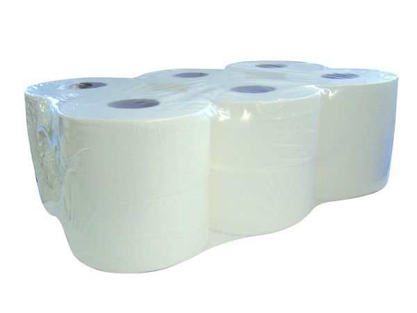 Mini jumbo nagytekercses WC-papír, 2 rétegű, 100% fehér, D=19cm, 120m/tekercs, 12tekercs/zsugor