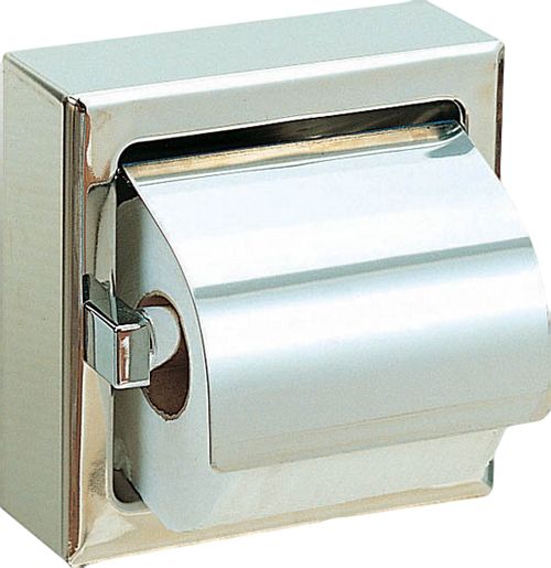 Fali WC-papír tartó  fedővel, fém kerettel, 1 tekercses, r.m. acél, fényes, INOX